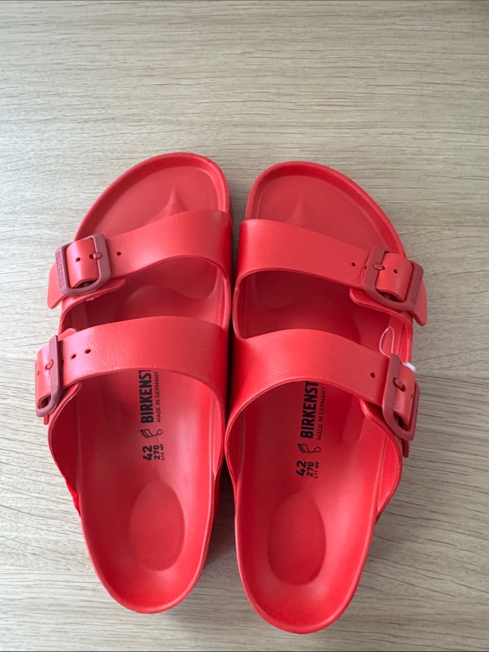 NWT Birkenstock Arizona Bright Red Two-Strap EVA Sandals